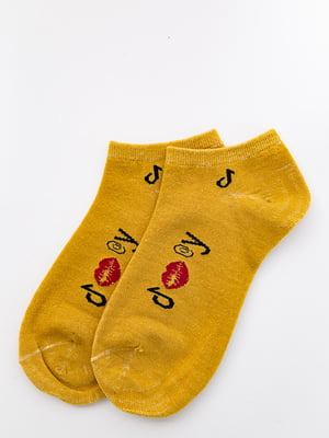 Шкарпетки гірчичного кольору з малюнком | 5530571