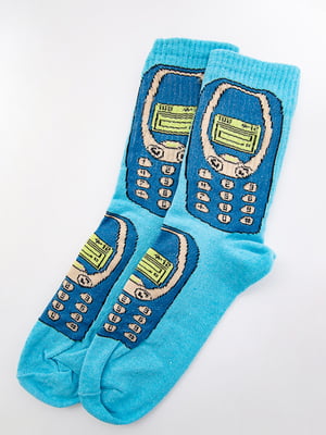 Шкарпетки блакитного кольору з принтом | 5530608
