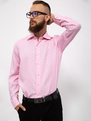 Рубашка розовая с узором-ромбами | 5530724