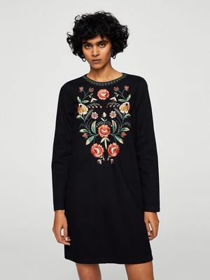 Сукня чорна з квітковою вишивкою | 5535218