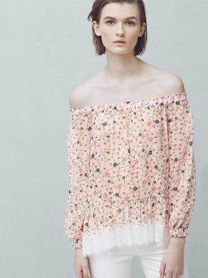Блуза розовая в цветочный принт | 5535393
