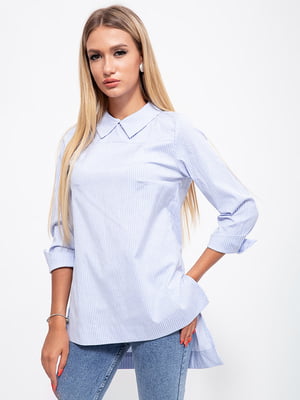 Блуза біло-блакитна в смужку | 5553633