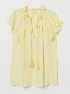 Блуза жовта в квітковий принт | 5568022