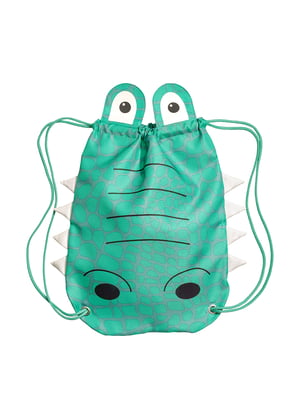 Рюкзак-мешок зеленый в полоску и анималистический принт | 5568692