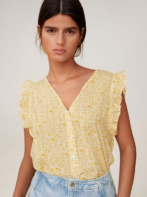 Блуза желтая в принт | 5508334