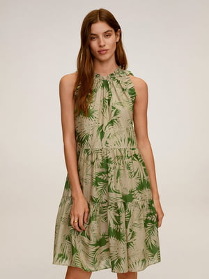 Платье зеленое в принт | 5508344
