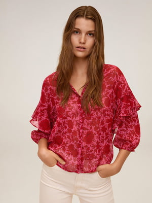 Блуза красная в принт | 5508392