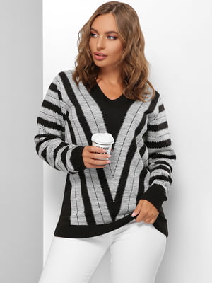 Пуловер чорно-сірий в смужку | 5579828