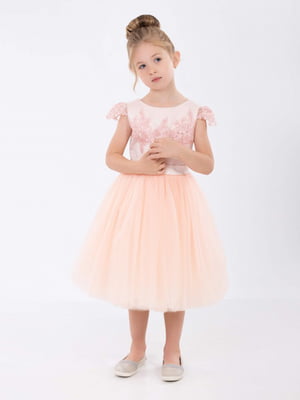 Сукня персикового кольору з декором | 5590482