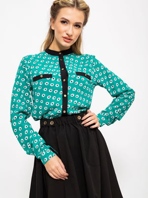 Блуза зеленая в принт | 5604112