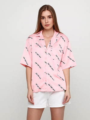 Рубашка для сна розовая в принт | 5608861