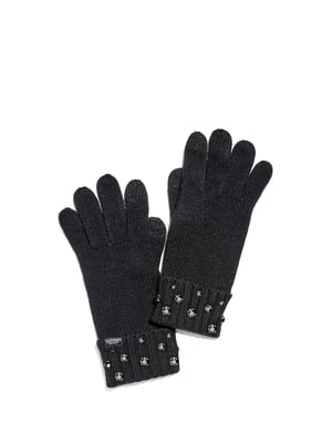 Перчатки черные с декором | 5610624