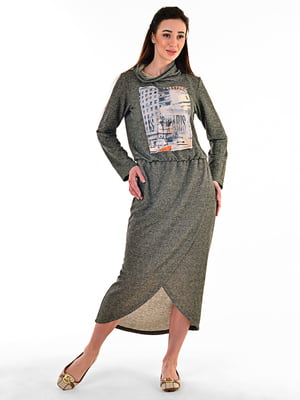 Сукня кольору хакі з принтом | 5618827