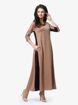 Платье бежево-коричневое | 5626182