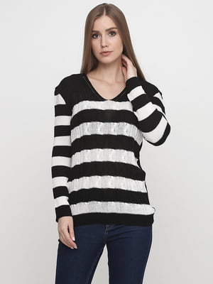 Пуловер черно-белый в полоску | 5628543