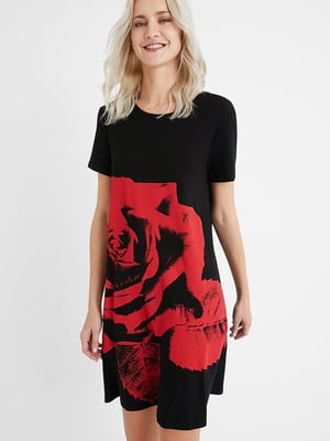 Сукня чорно-червона з малюнком | 5630195
