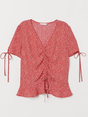 Блуза червоного кольору в квітковий принт | 5662624