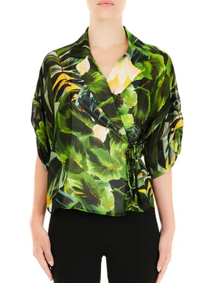 Блуза зелена у принт | 5663523