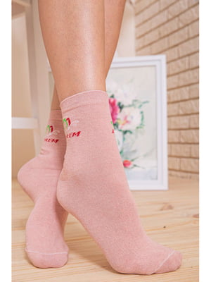 Шкарпетки кольору пудри з малюнком | 5663900