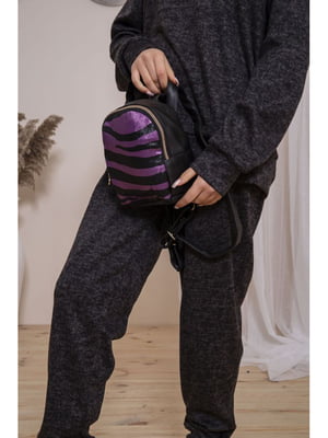 Рюкзак чорно-фіолетовий з анімалістичним принтом | 5663998