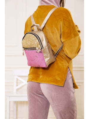 Рюкзак золотисто-малиновий декорований | 5664006