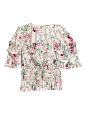 Блуза в полоску и цветочный принт | 5677332