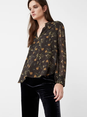 Блуза кольору бургунді з квітковим принтом | 5234291