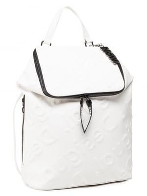 Рюкзак белый с узором-логотипом | 5686206