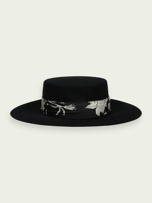 Шляпа черная с цветочным принтом | 5687537