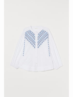 Блуза белая с орнаментом | 5690260