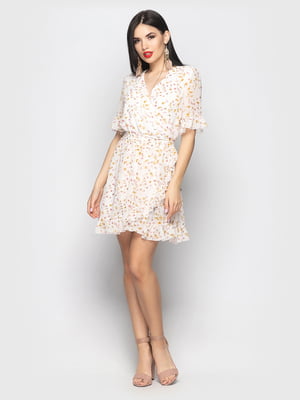 Сукня біла з квітковим принтом | 5697370