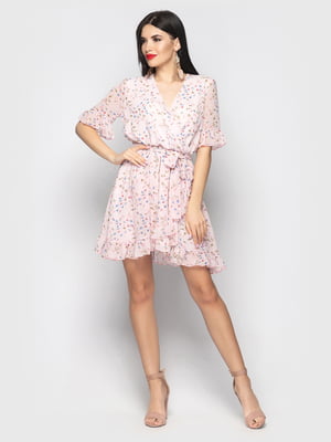Платье розовое с цветочным принтом | 5697373