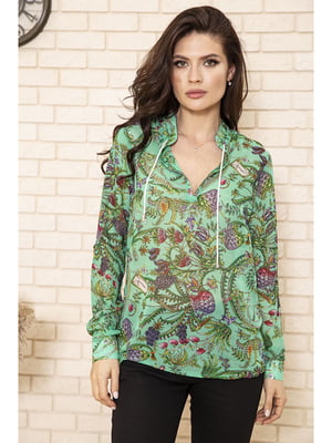 Блуза зеленого кольору з квітковим принтом | 5703698