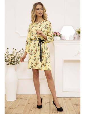 Сукня жовта з квітковим принтом | 5703875