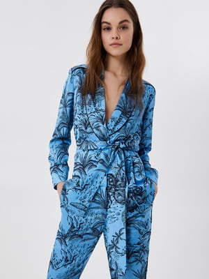 Блуза блакитного кольору з квітковим принтом | 5708598