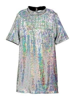 Сукня сріблястого кольору декорована | 5712026