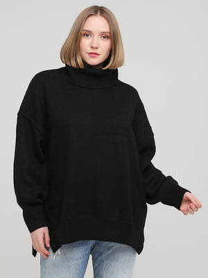 Чорний оверсайз светр із розрізами | 5712276