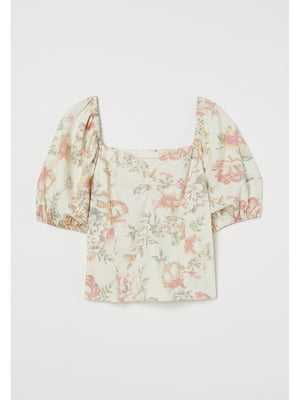 Блуза молочного кольору в квітковий принт | 5712351