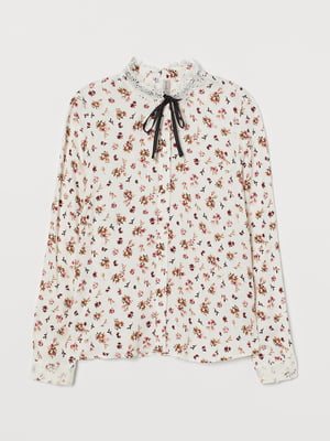Блуза кремового кольору в квітковий принт | 5711509