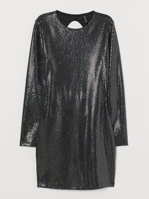 Платье черно-серебристого цвета с декором | 5702721