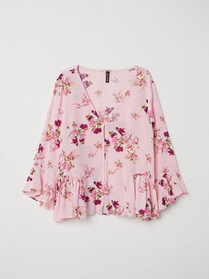 Блуза рожевого кольору в квітковий принт | 5727001