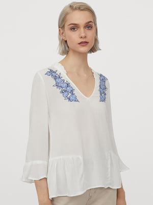 Блуза белая в цветочный принт | 5727013