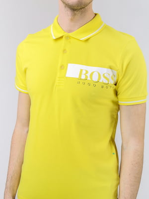 Футболка-поло желтая с логотипом | 5725477