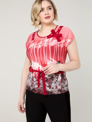 Блуза комбинированной расцветки в принт | 5729160