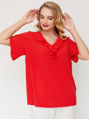 Блуза червона у горошок | 5729100