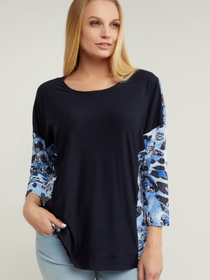 Блуза комбинированной расцветки с принтом | 5729154