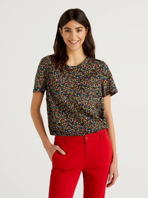 Блуза комбінованого кольору в квітковий принт | 5733327