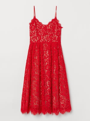 Платье А-силуэта красное с узором | 5734081