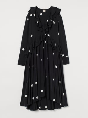 Сукня А-силуету чорна в горошок | 5734267