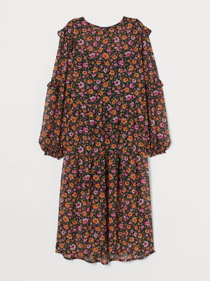 Сукня А-силуету чорна в квітковий принт | 5734319